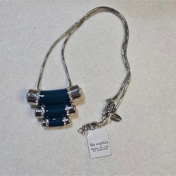 Lia Sophia Queue Turquoise‎ Enamel Jeweled Mandarin Necklace New - Picture 2 of 6